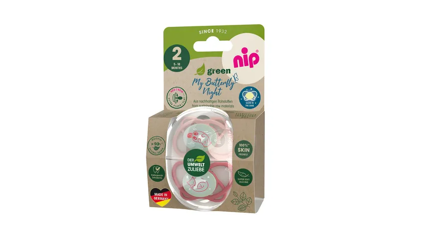 nip®Schnuller My Butterfly Night Green Silikon Größe 2 (5-18 Monate)