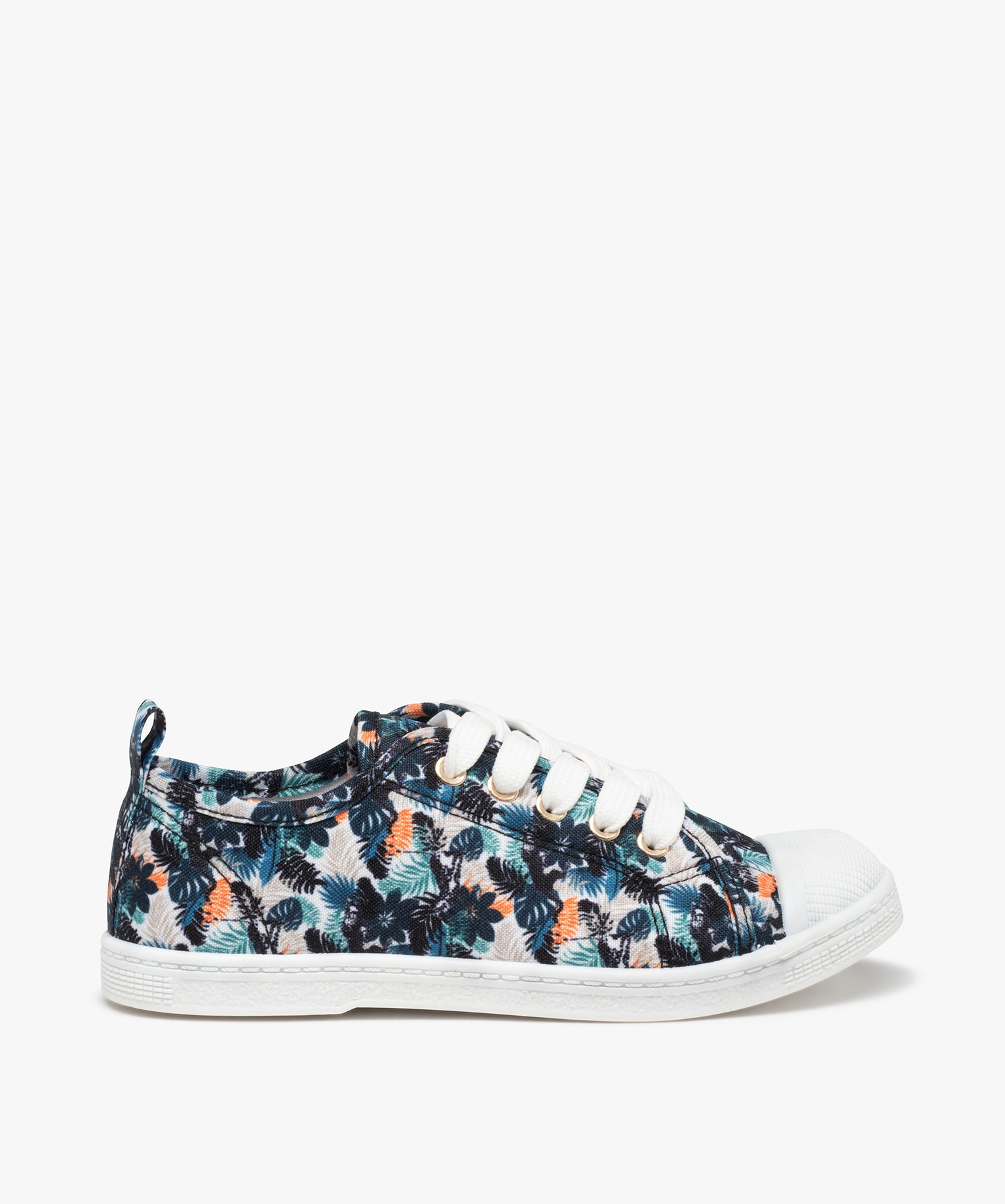 Baskets fille en toile à bout renforcé fermeture lacets bleu | GEMO