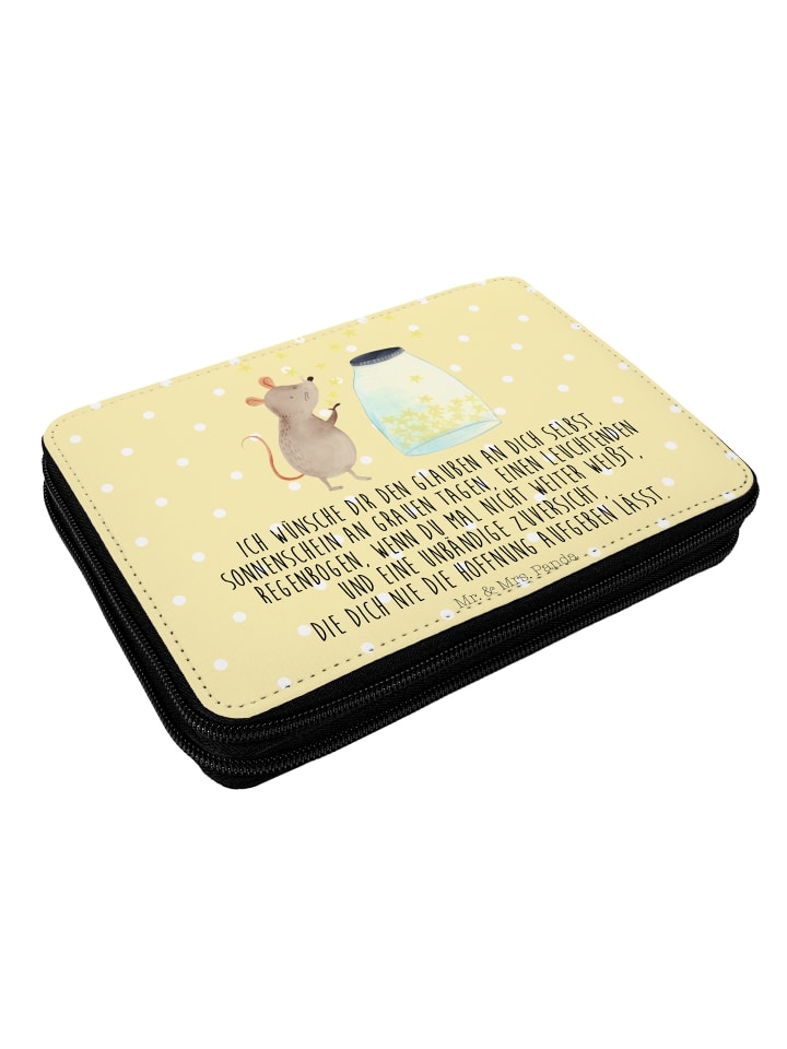 Mr. & Mrs. Panda Federmappe Maus Sterne mit Spruch in Gelb Pastell günstig kaufen onesize