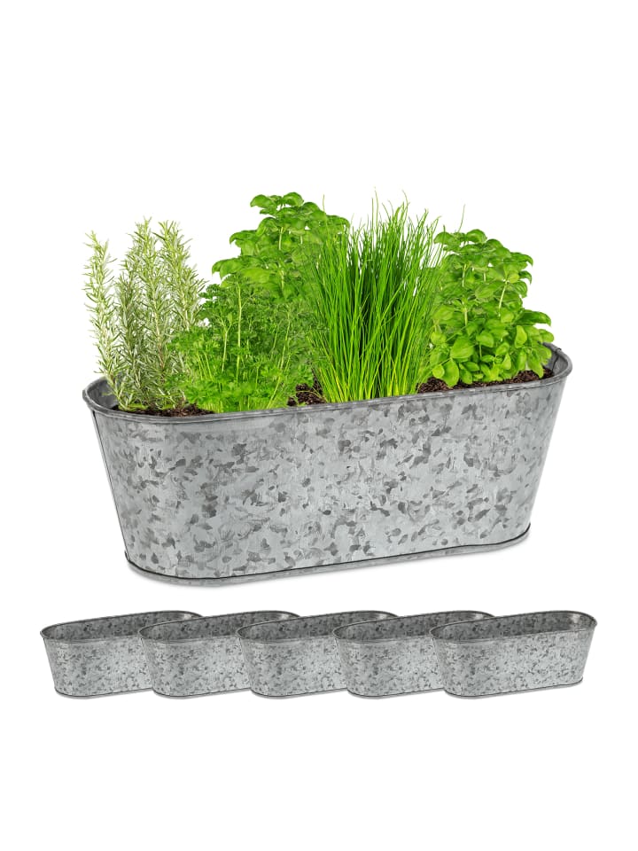 relaxdays Zinkwanne 6er Set in Silber günstig kaufen onesize