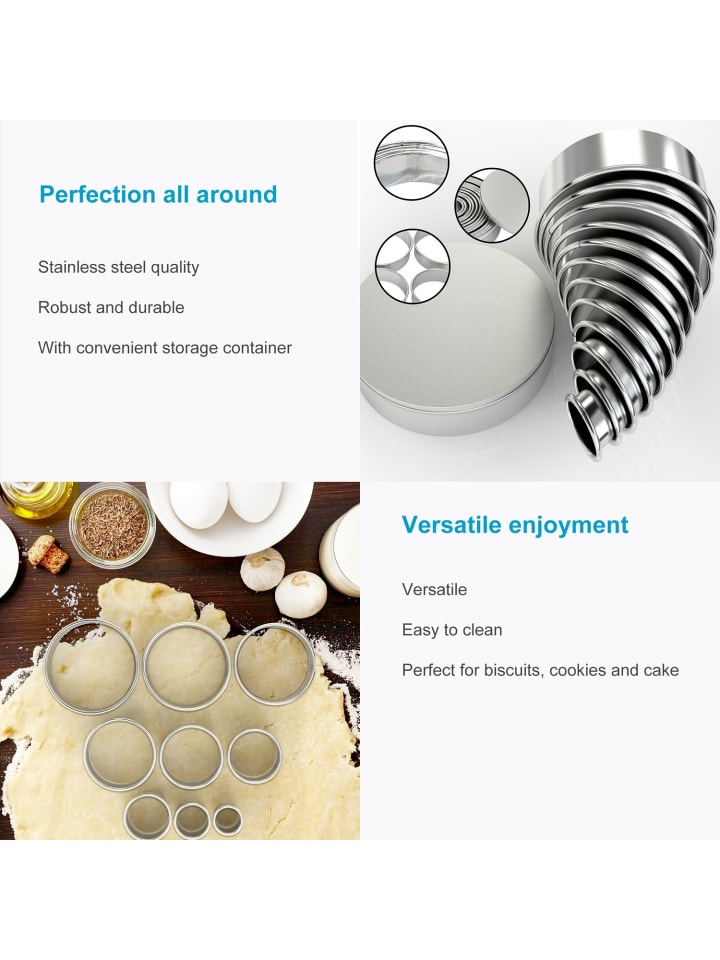 Intirilife 12-teiliges Ausstechformen Set in Silber günstig kaufen onesize