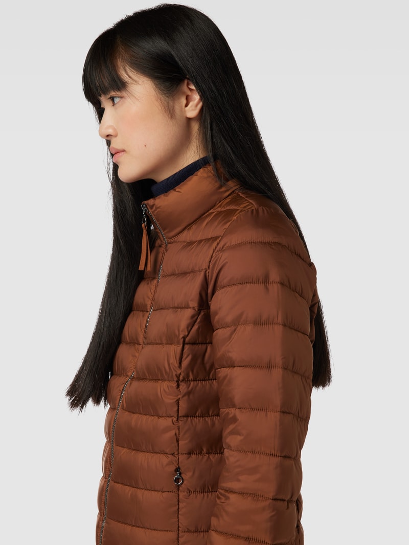 Steppjacke mit Stehkragen in cognac