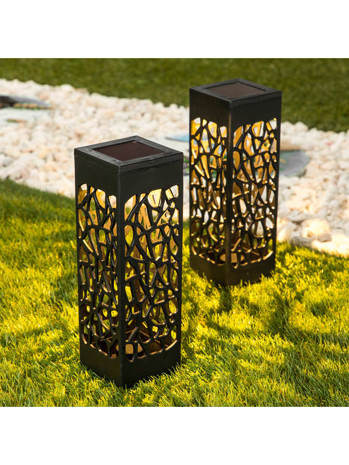 Garden Hero 2er-Set: LED-Solar-Gartenstecker in Schwarz - (H)28 cm günstig kaufen onesize