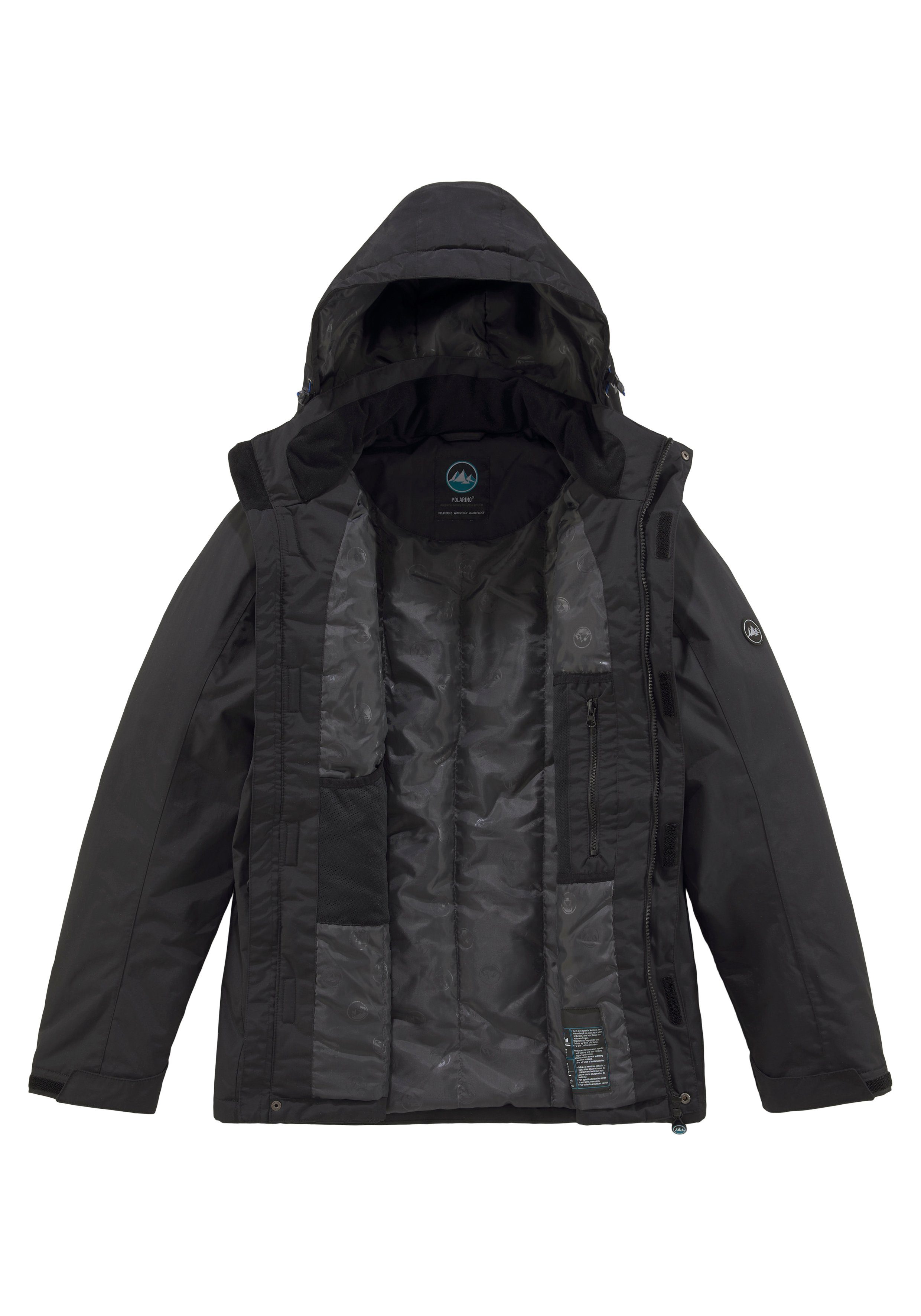 Polarino Funktionsjacke mit Windschutzblende und abnehmbarer Kapuze