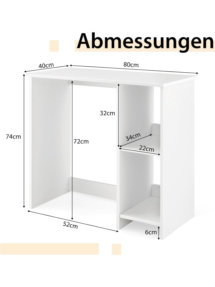 COSTWAY Schreibtische in Weiß günstig kaufen 80 cm