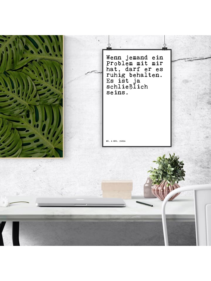 Mr. & Mrs. Panda Poster Wenn jemand ein Problem... mit Spruch in Weiß günstig kaufen