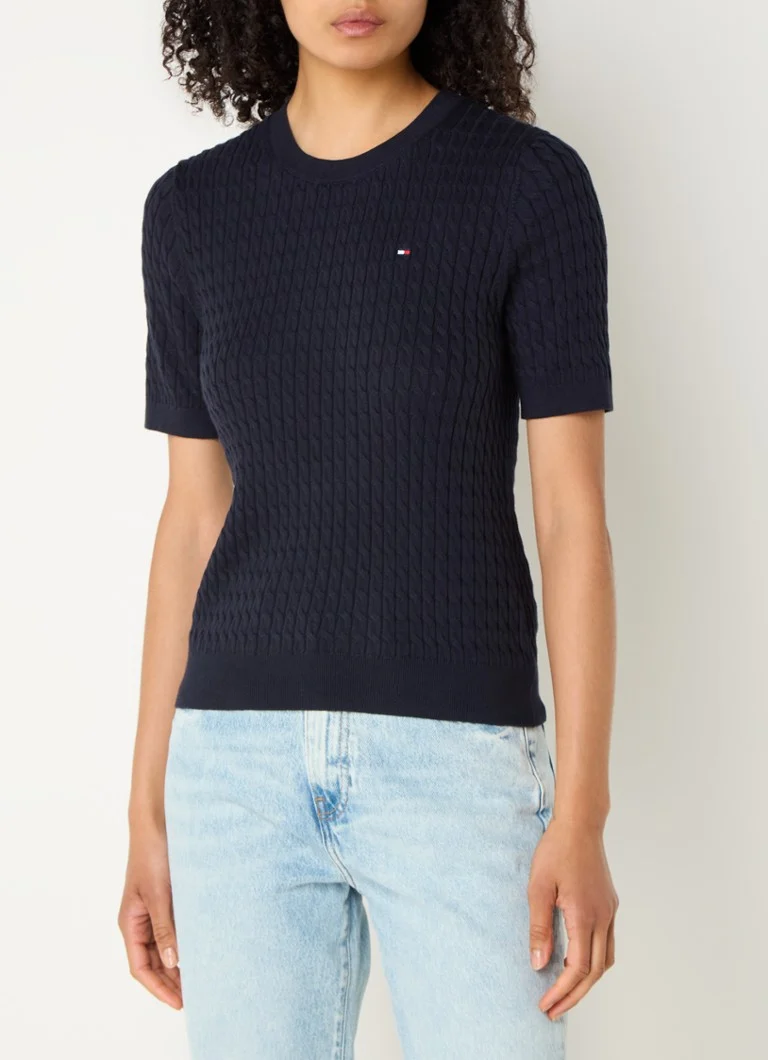 Tommy Hilfiger Cable knit top with logo embroidery
