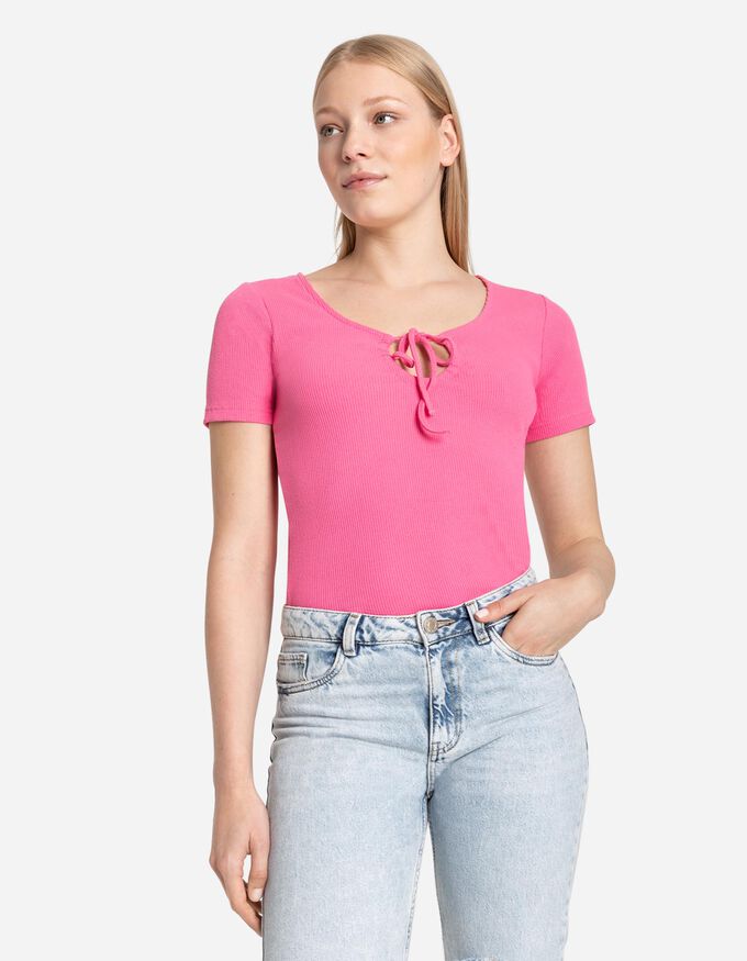 T-Shirt - Schlüsselloch-Ausschnitt
