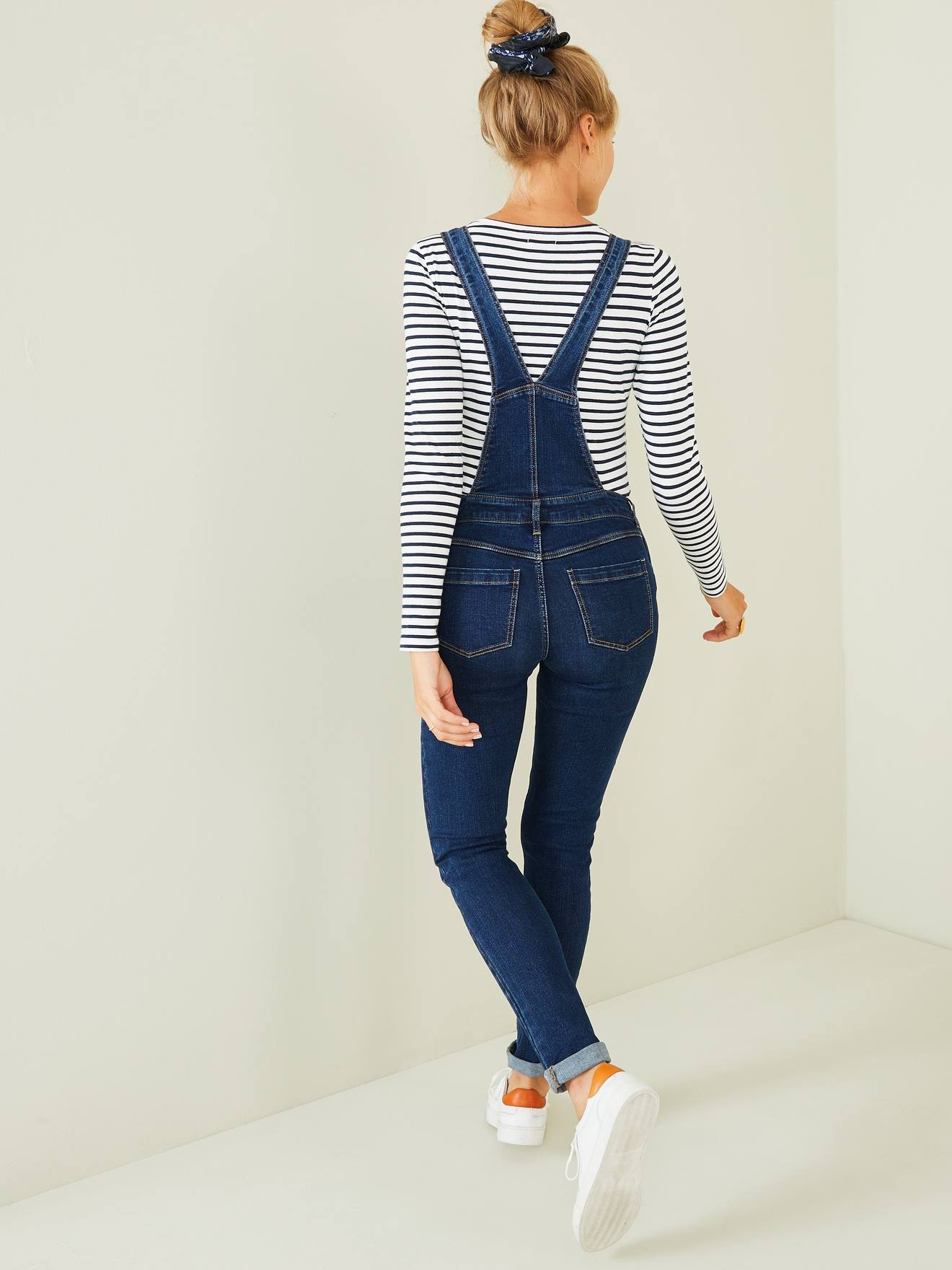 Salopette en jean stretch de grossesse denim brut