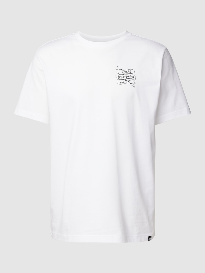 T-Shirt mit Rundhalsausschnitt und Label-Print in weiß