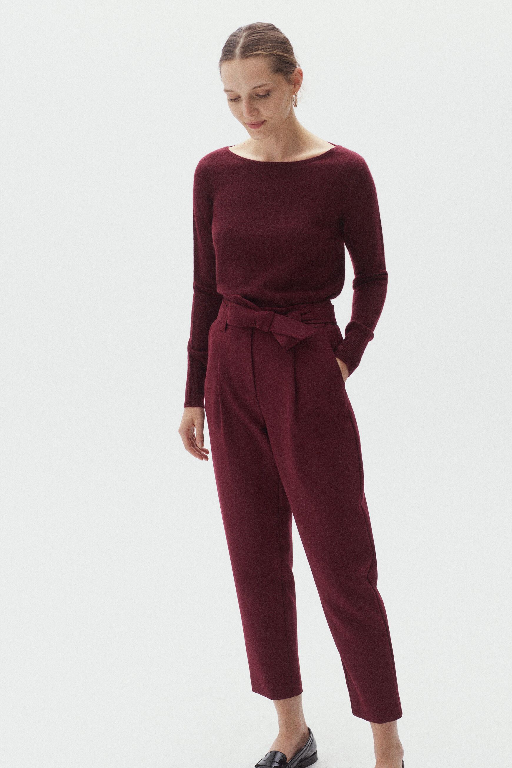 pull zofia lurex 100% cachemire bordeaux femme