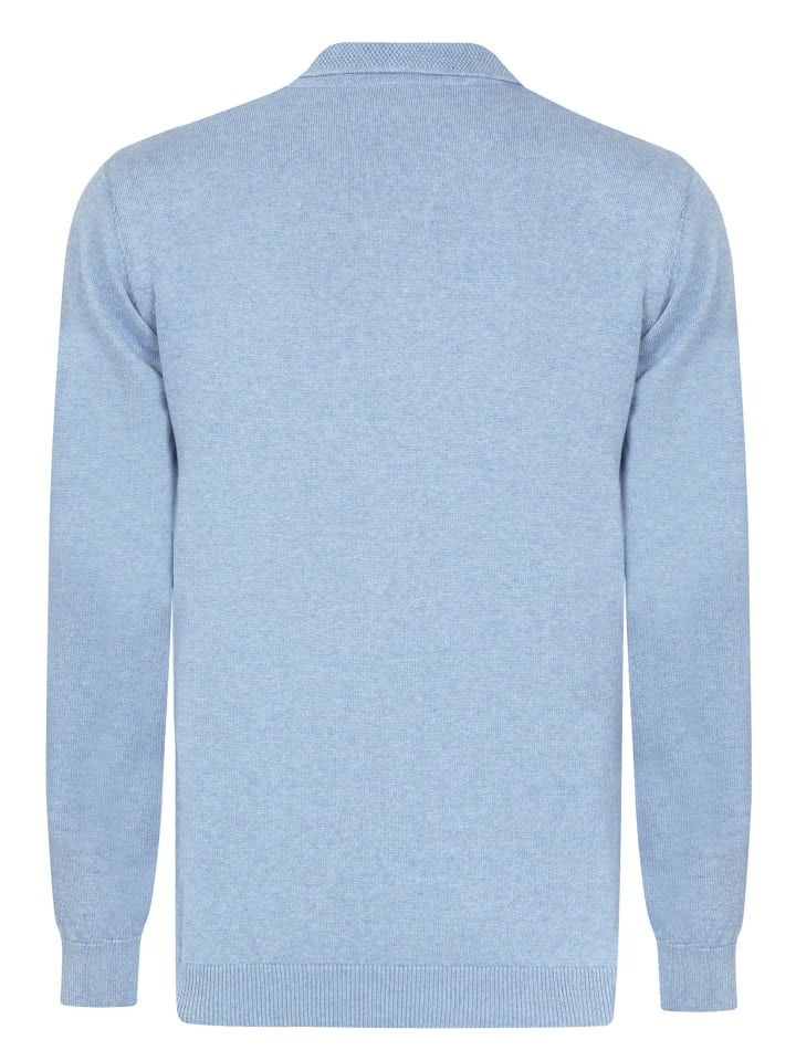 Felix Hardy Polo Kragen Langarm Pullover in Blau günstig kaufen
