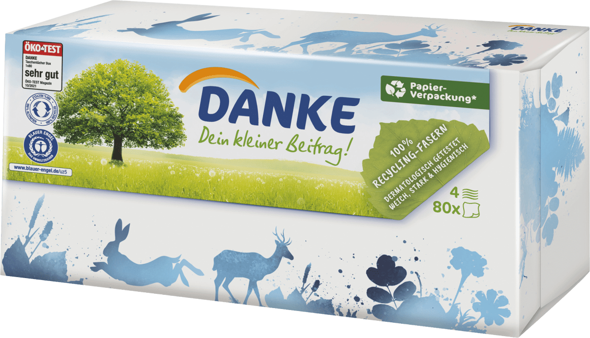 Taschentücher Box 100% Recycling-Fasern, 80 St