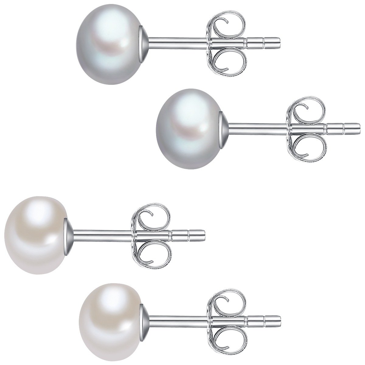 Perlen-Ohrstecker Sterling Silber Süßwasser-Zuchtperle in Silber