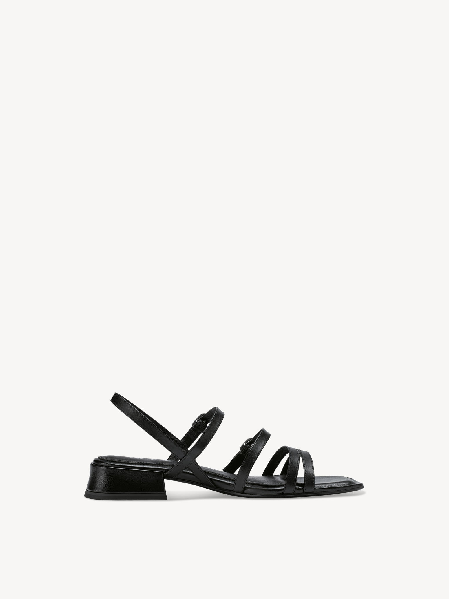 Sandale à talon en cuir - noir