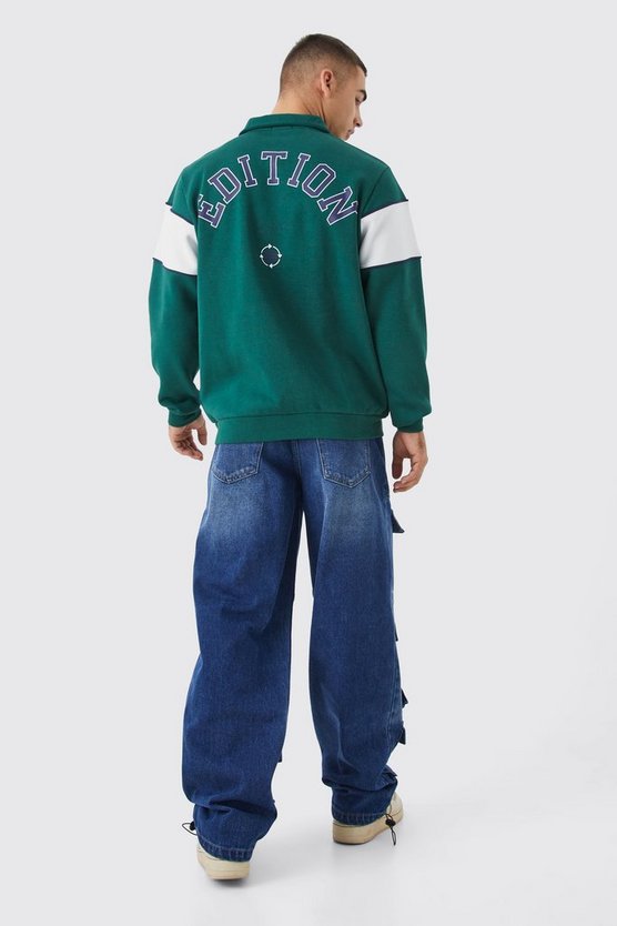 Colorblock Sweatshirt mit Trichterkragen