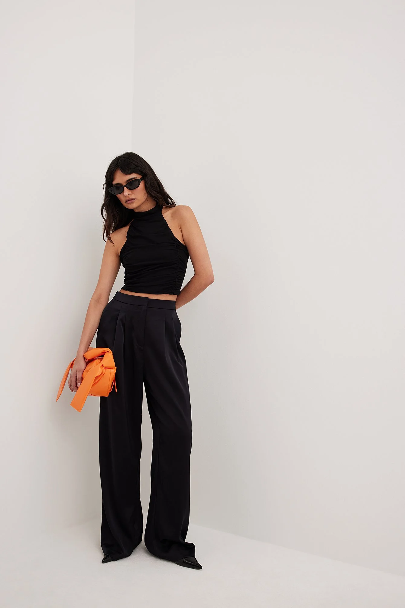 Hochgeschlossenes Crop-Top aus Mesh