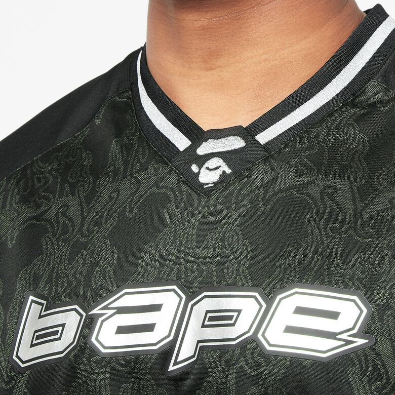 A Bathing Ape Flame Football Jersey M black