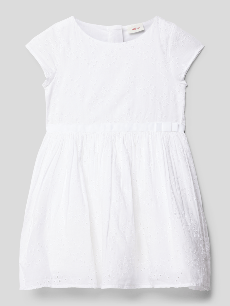 Kleid mit Lochstickerei in weiß