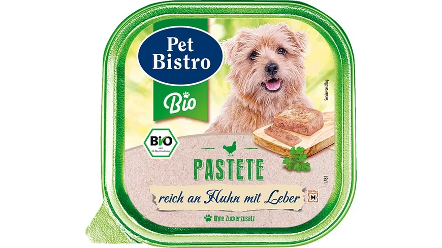 Pet Bistro Bio Hundenassfutter - Pastete Reich an Huhn mit Leber 150 g