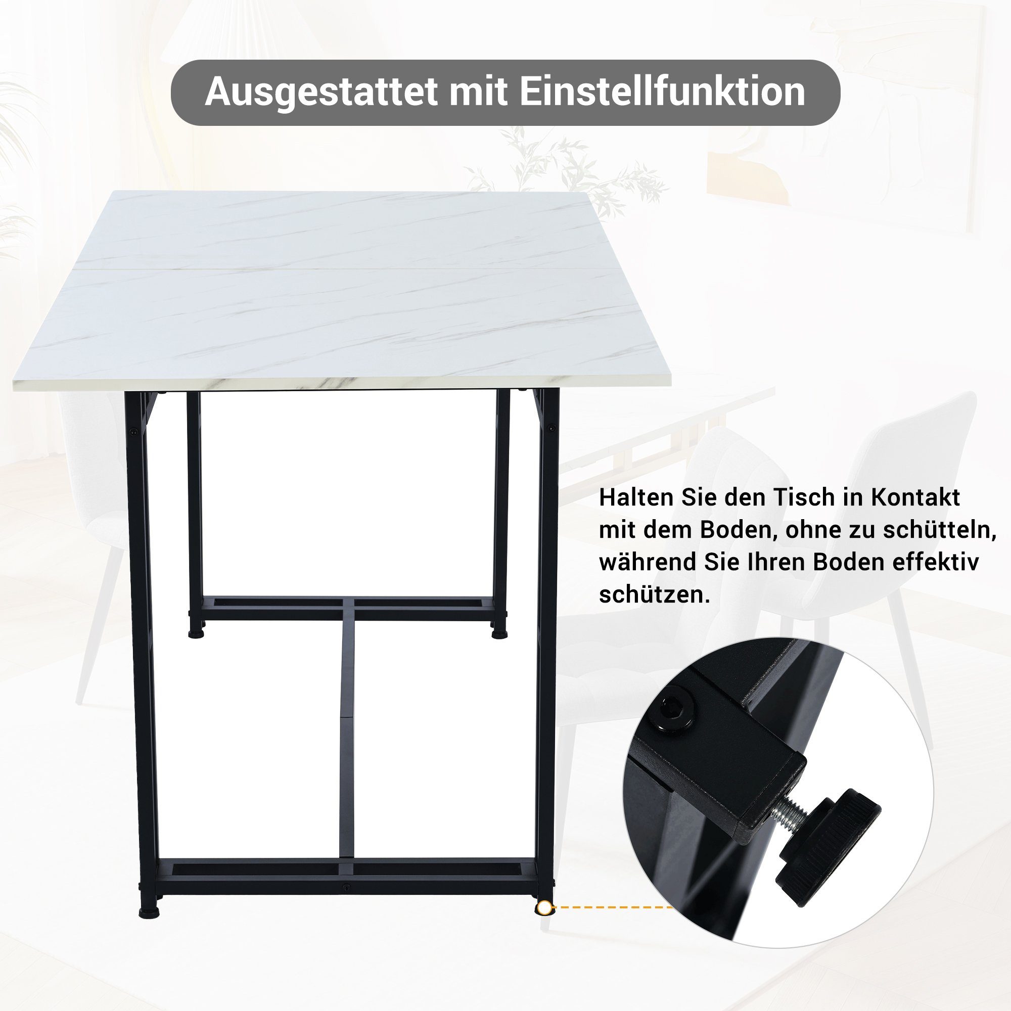 Flieks Essgruppe, (5-tlg), Esstisch mit 4 Stühlen Set Esszimmer Sitzgruppe, Metallbeine