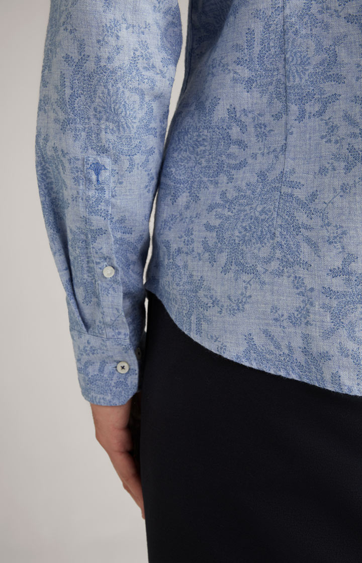 Wool-Mix-Hemd Pai in Blau gemustert