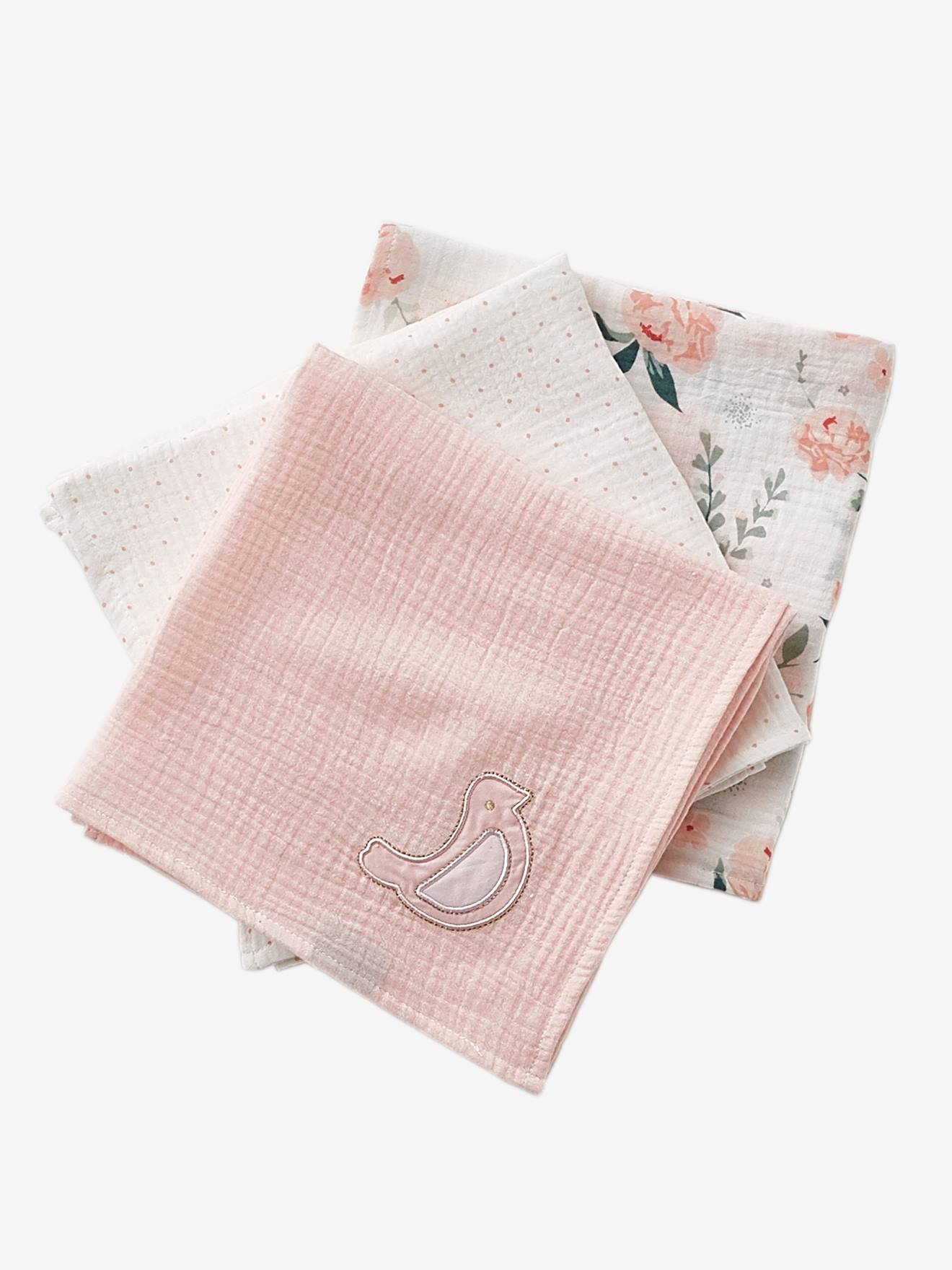 Lot de 3 langes EAU DE ROSE rose