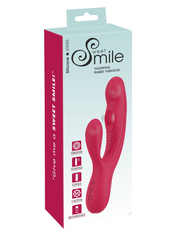 Sweet Smile Rabbitvibrator Thumping Rabbit Vibrator in rot günstig kaufen 21,2 cm