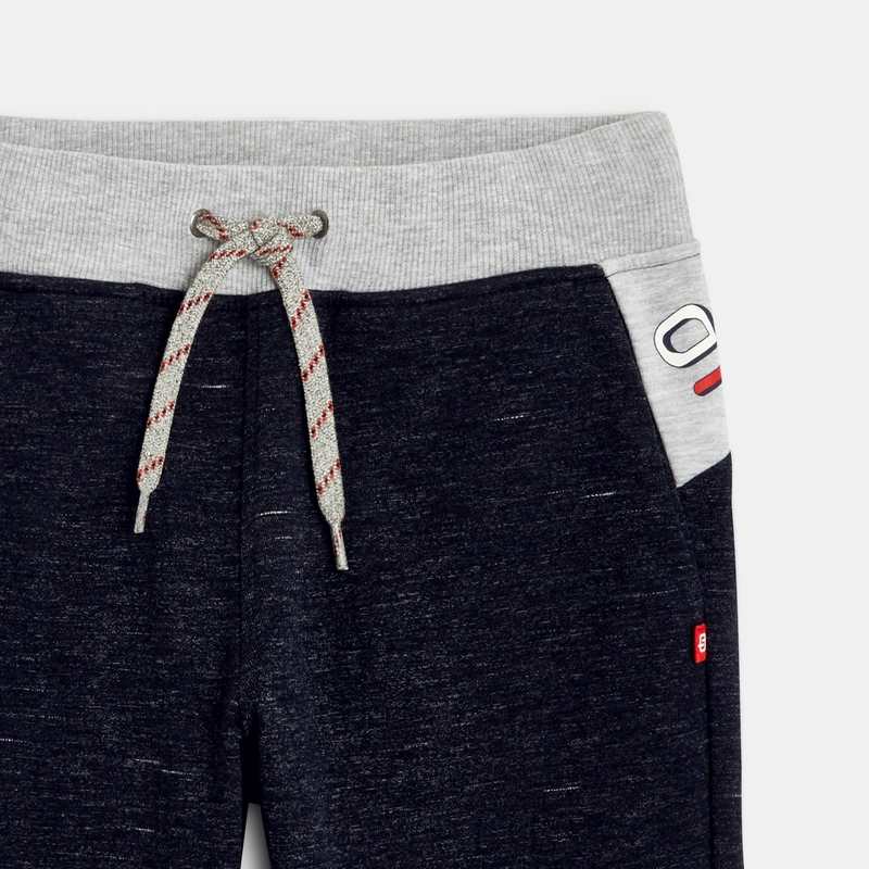 Pantalon de jogging molleton tricolore bleu garçon