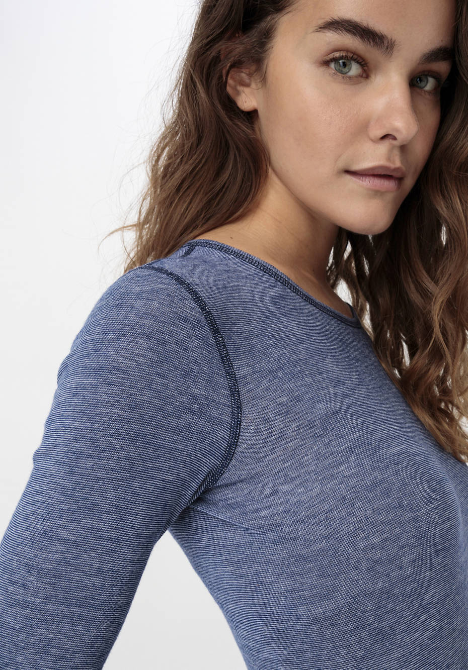 Langarm-Shirt mit Bio-Merinowolle und Seide