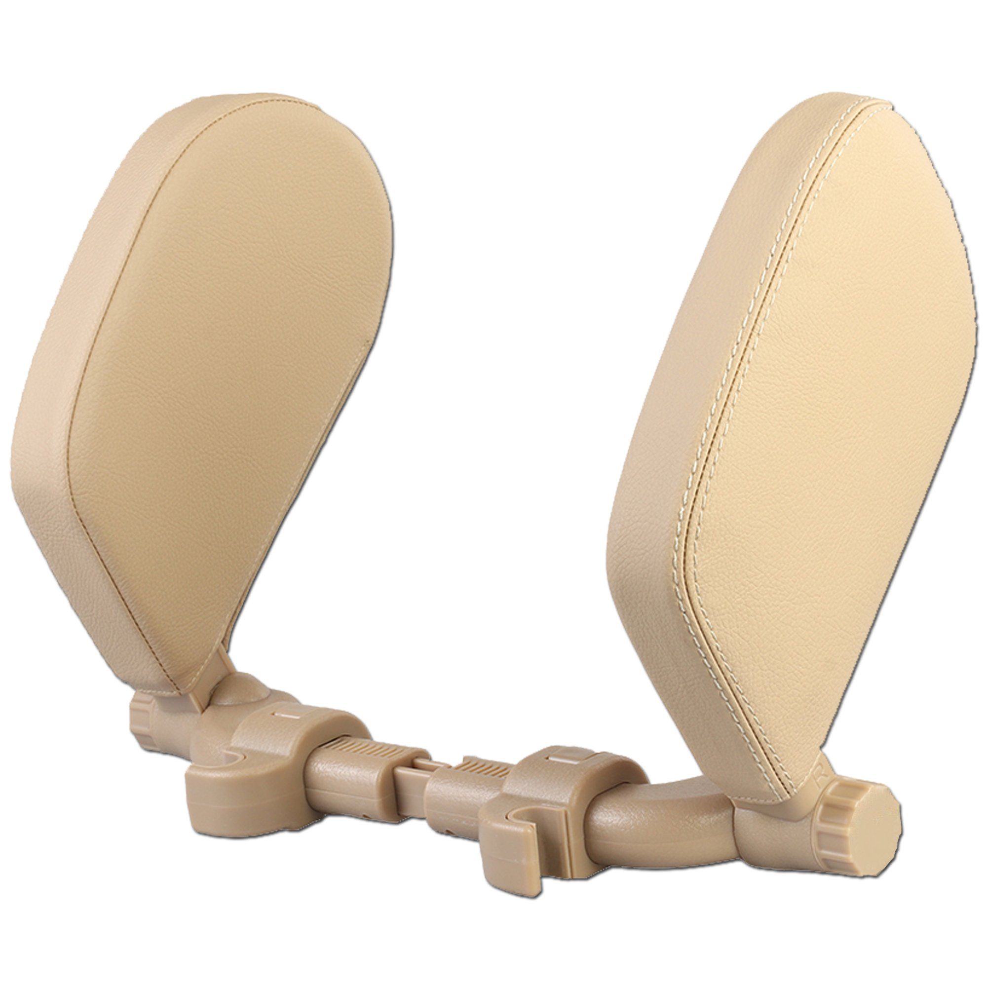EasyTravel EasyTravel ergonomisches Auto Reise Kopfkissen - Kunstleder beige / Camping Sat-Anlage
