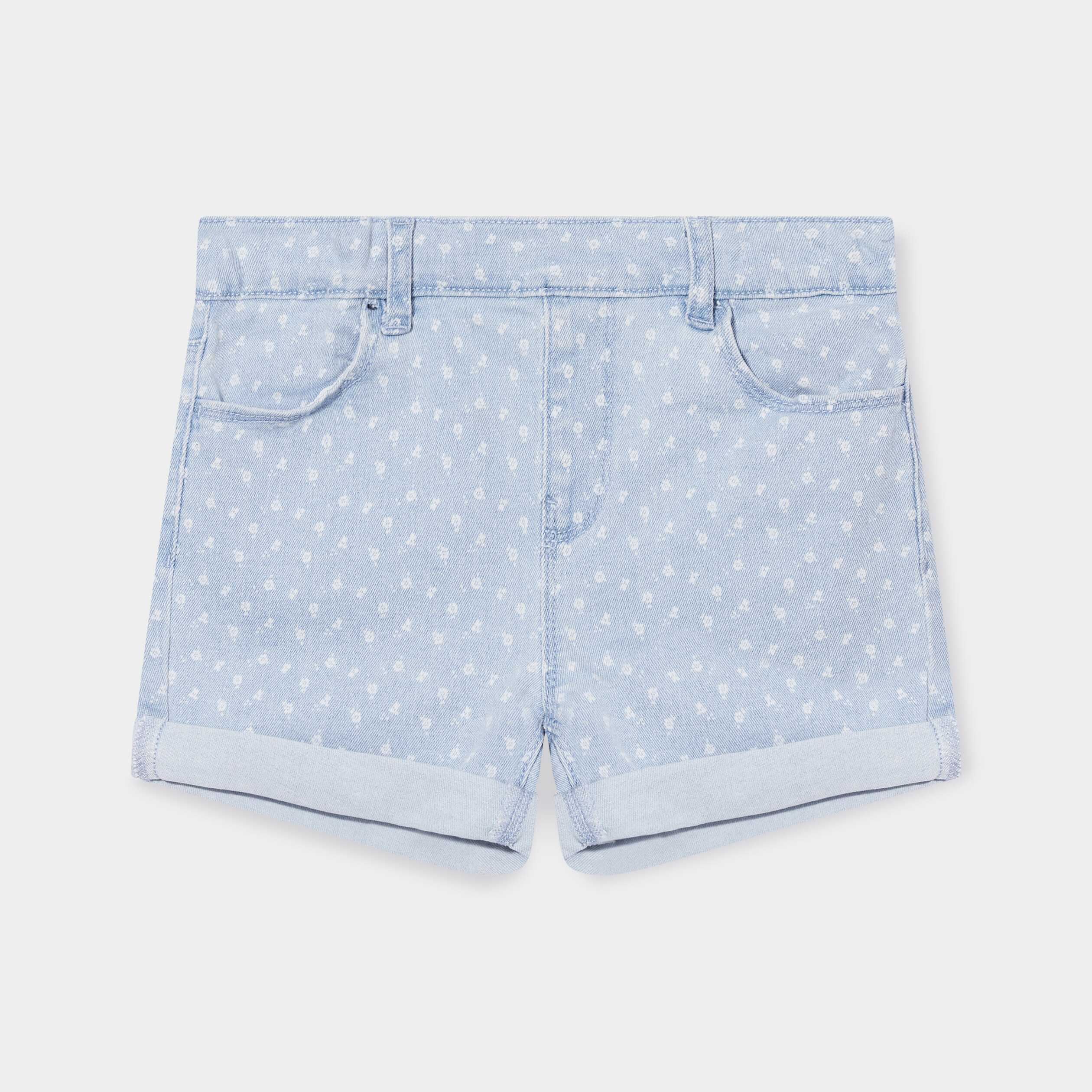 Short slim élastiqué en jean bleu clair fille | La Halle
