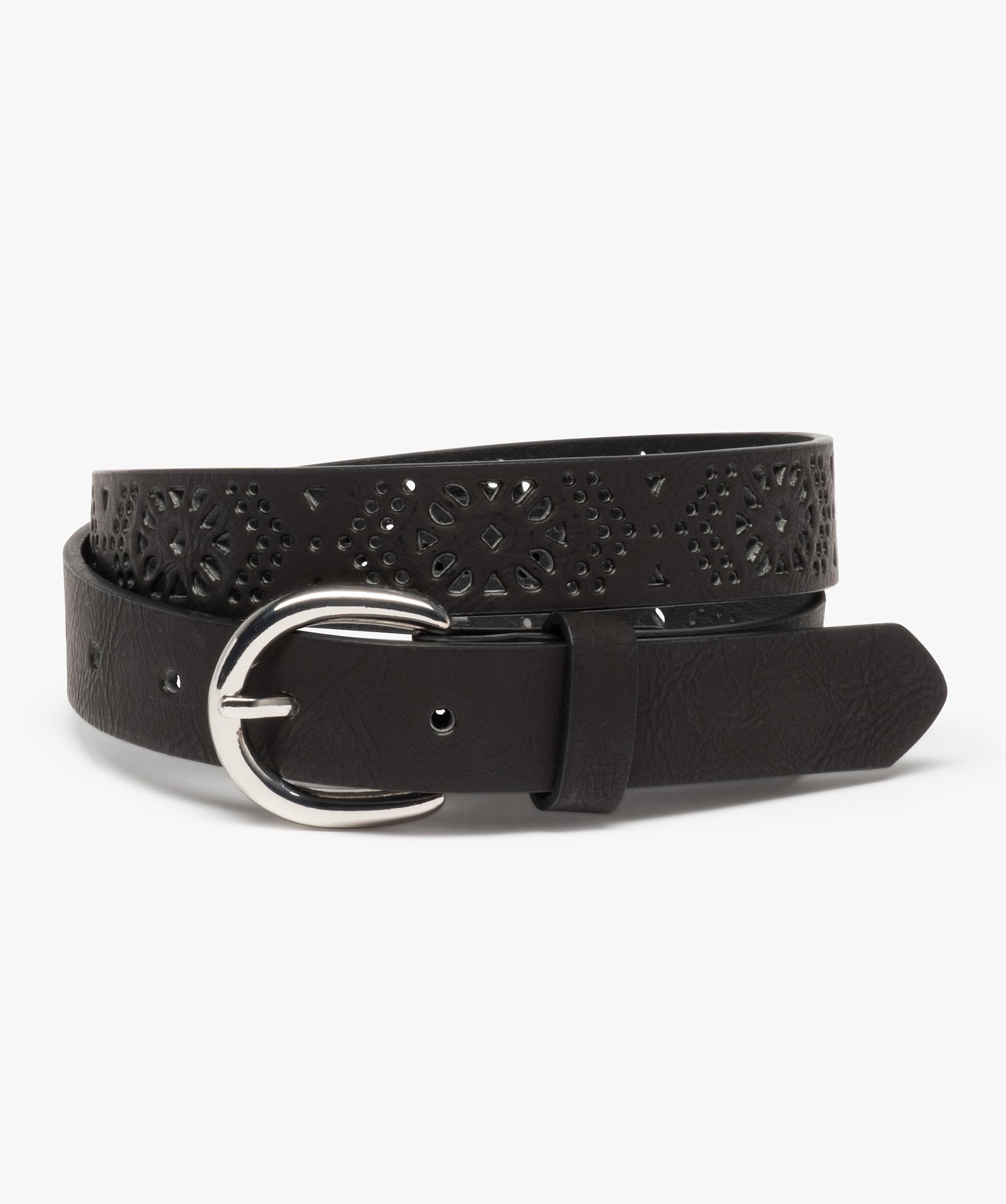 Ceinture avec motifs rosaces perforés fille noir | GEMO