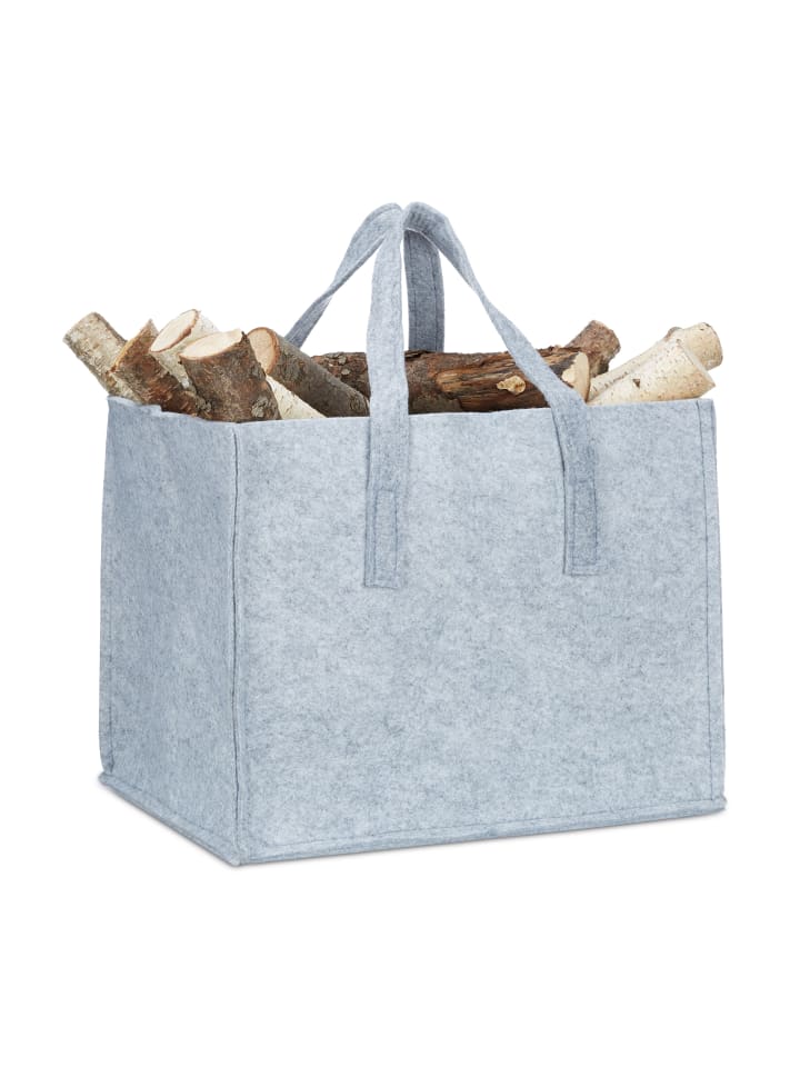 relaxdays Kaminholzkorb in Grau - (B)43 x (H)34,5 x (T)36,5 cm günstig kaufen onesize