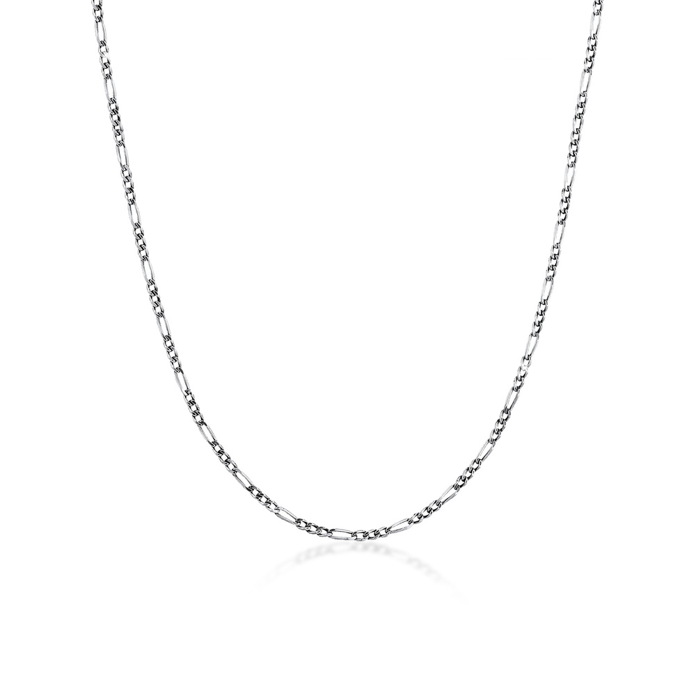 KUZZOI KUZZOI Collier Chaîne de Figaro Basic Trend Massif Oxidée Collier Homme - (925/10 collier