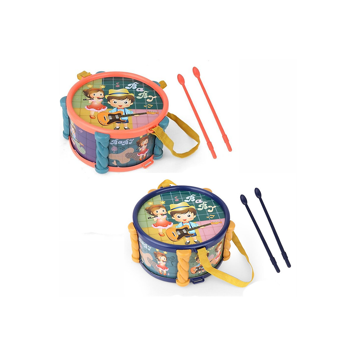 Trommelspielzeug für Kinder mit klingendem Musikinstrument (zufällige Farbe) Frühpädagogisches Handtrommelspielzeug für Kinder (zufällige Farbe) Rhythmusinstrumente