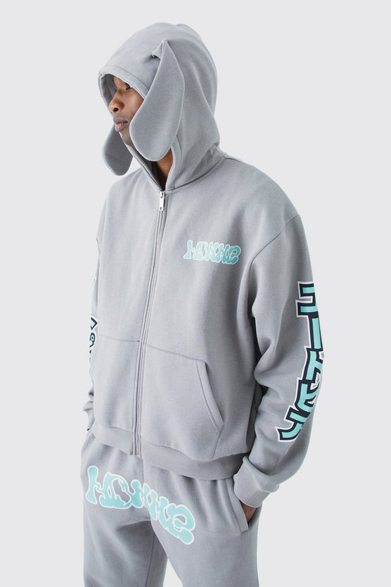 Kastiger Oversize Homme Trainingsanzug mit Reißverschluss und Kapuze