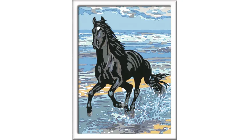 Ravensburger Beschäftigung - Malen nach Zahlen mit farbigen Motivlinien - Pferd am Strand