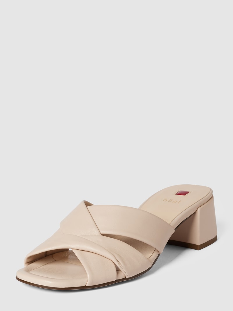 Sandaletten aus Leder mit breiten Riemen Modell 'Mule' in hellrosa