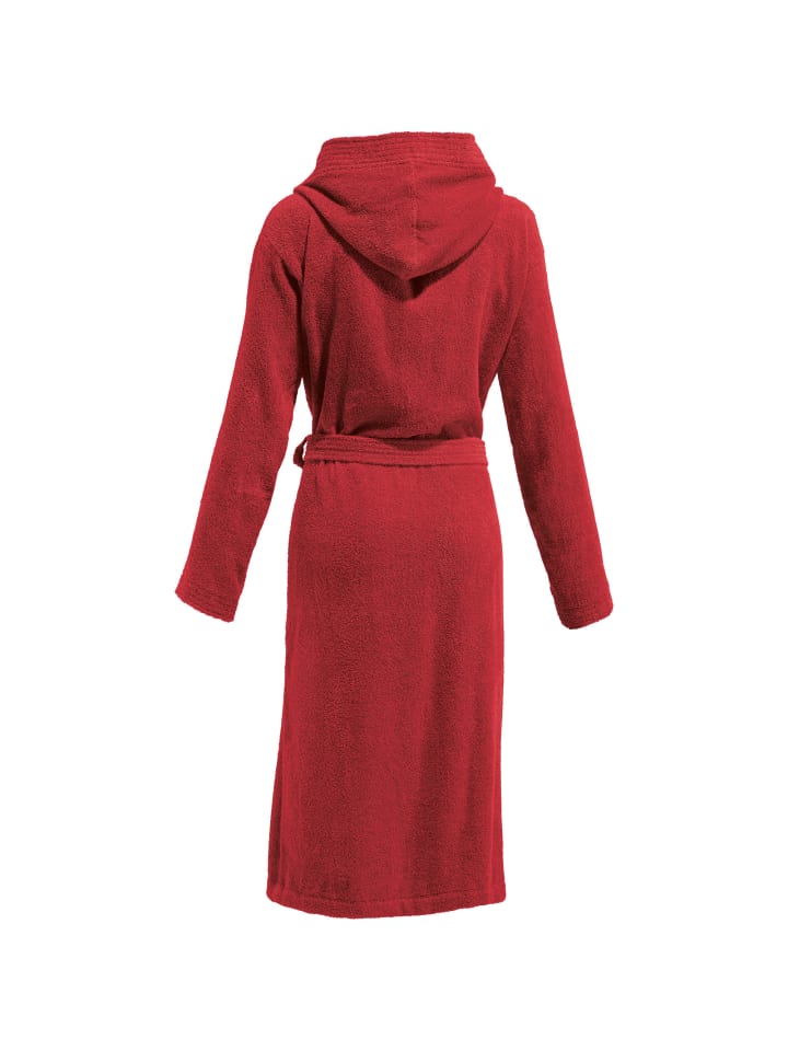 REDBEST Frottier Unisex-Bademantel mit Kapuze Chicago in rot günstig kaufen