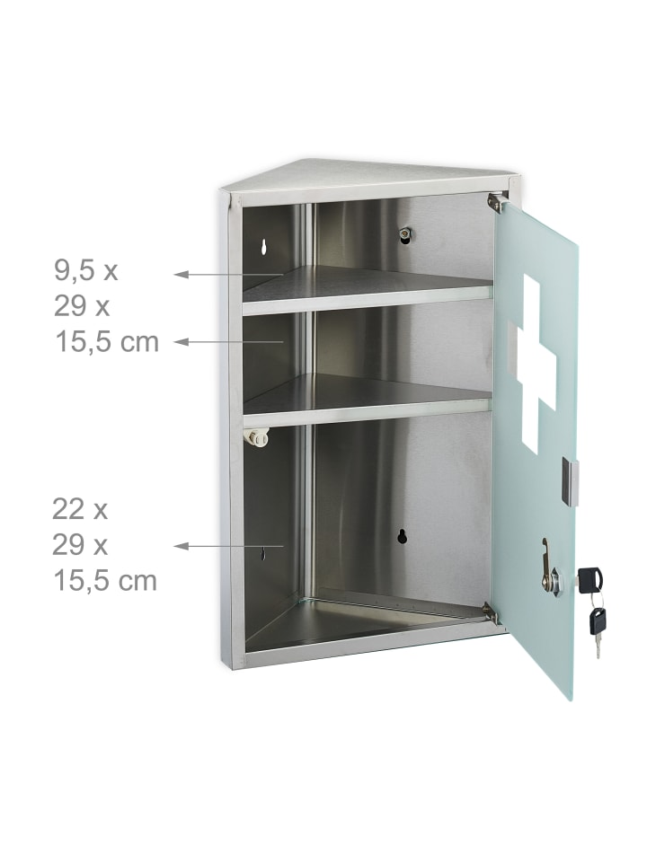 relaxdays Medizinschrank in Silber - (B)30 x (H)45 x (T)17,5 cm günstig kaufen onesize