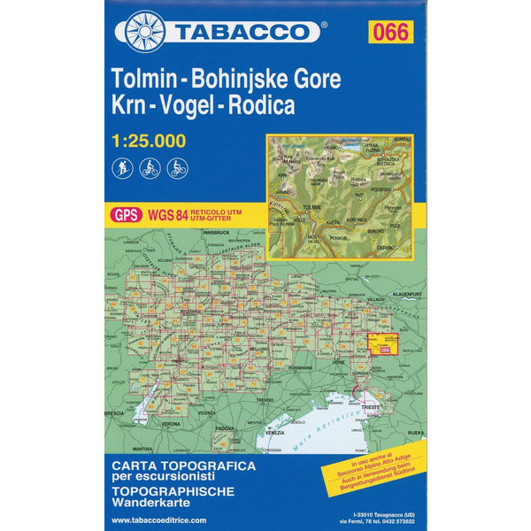 Tabacco Tolmin-Bohinjske Gore-Krn-Vogel-Rodica 1 : 25 000 - Wanderkarte