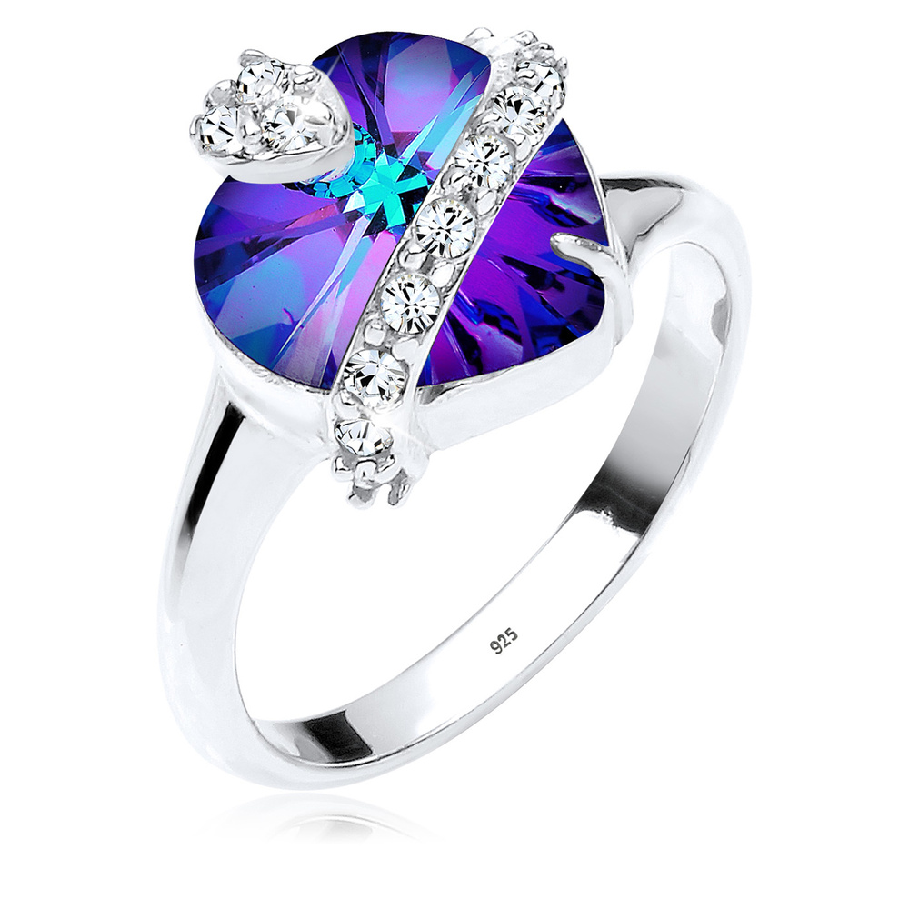 Elli Elli Bague Femme Précieux Cristaux en Argent Sterling 925 Bague
