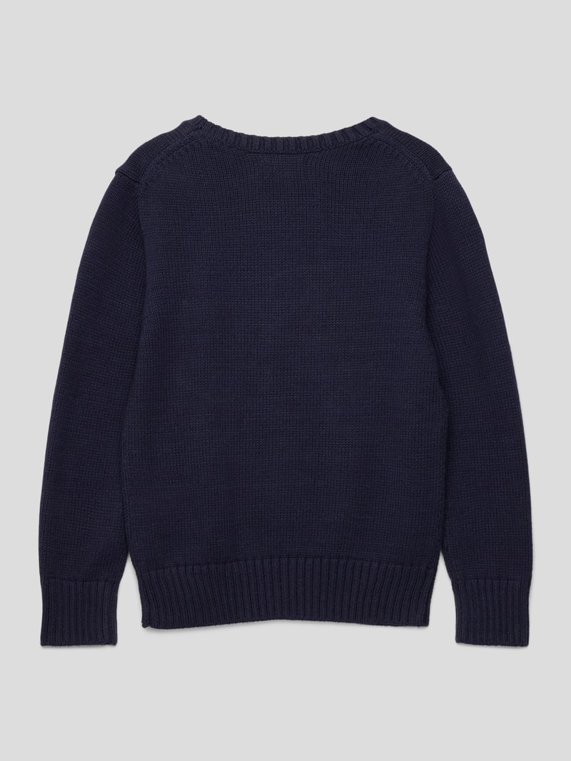 Strickpullover mit Label-Stitching in marineblau