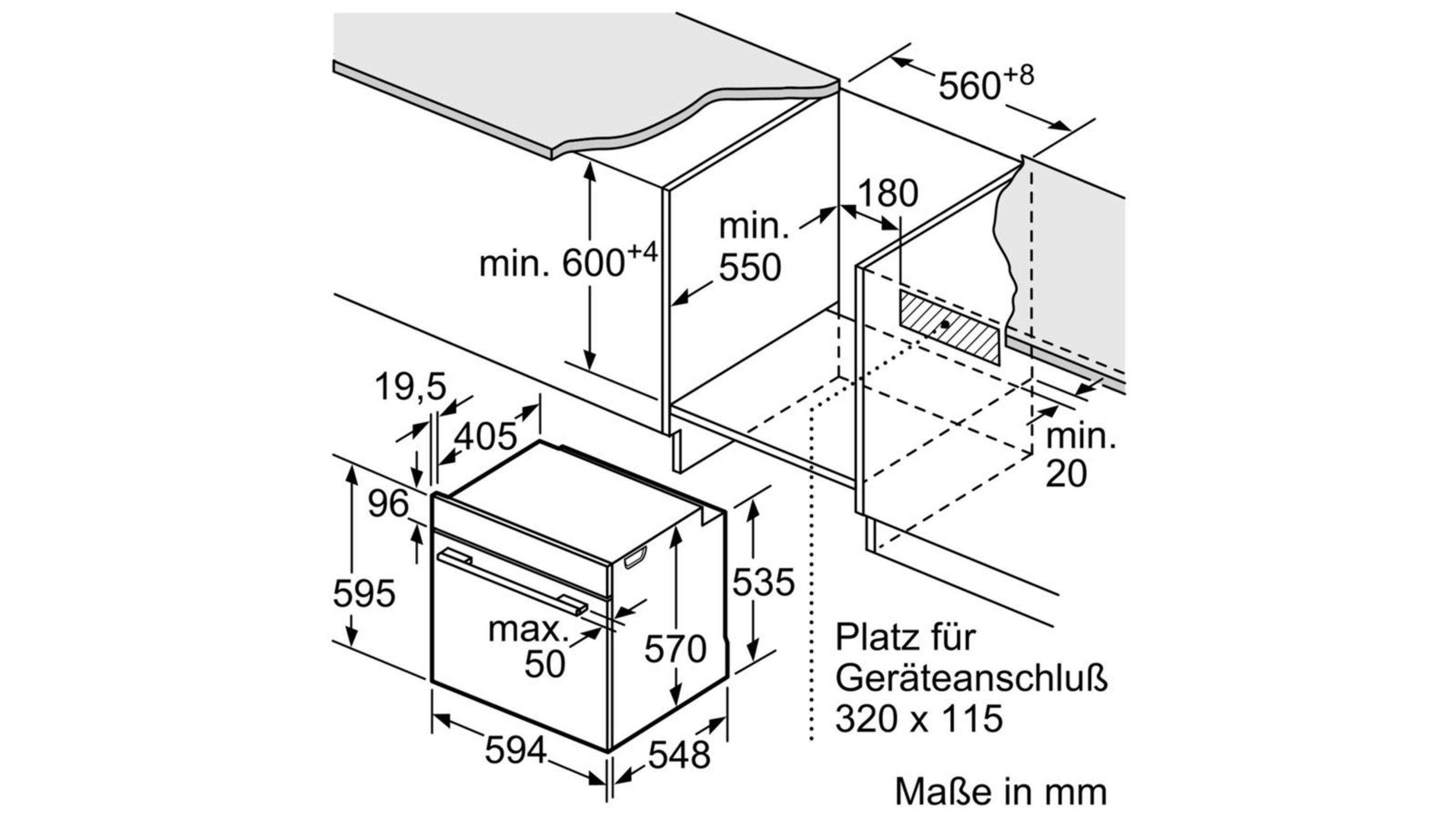 BOSCH Einbaubackofen HBA573BS1, mit Auszugssystem nachrüstbar, mit Pyrolyse-Selbstreinigung