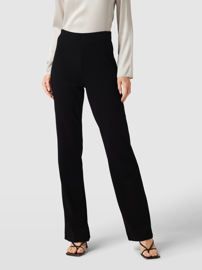 Flared Stoffhose mit elastischem Bund in schwarz