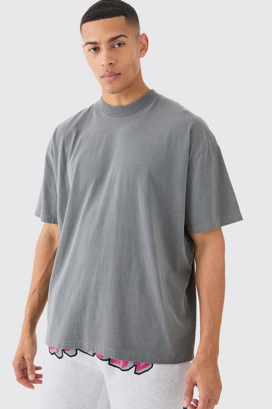 Gefärbtes Oversize T-Shirt mit Totenkopf-Print
