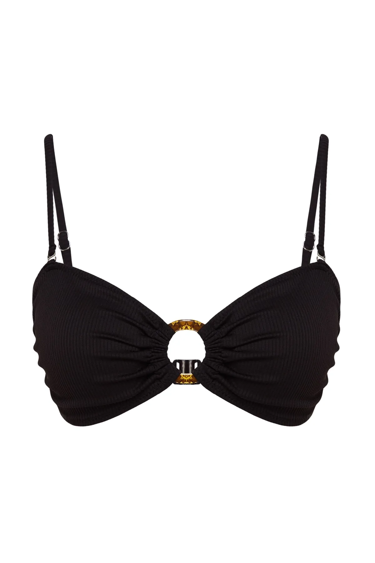 Trendyol Collection  Schwarzes, trägerloses Accessoires-Bikinioberteil mit Struktur TBESS23BU00381