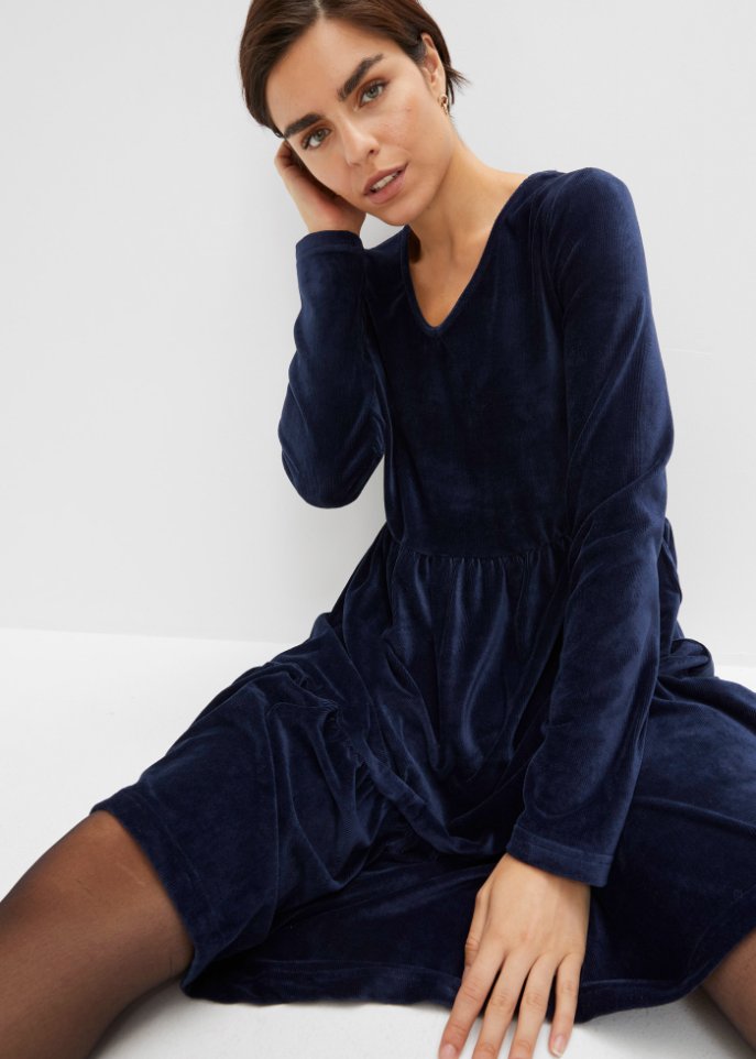 Cord-Kleid mit Langarm