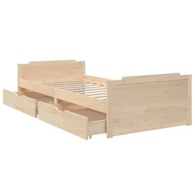 DOTMALL Massivholzbett Kiefer Einzelbett mit Schubladen 90x200cm,Ohne Matratze